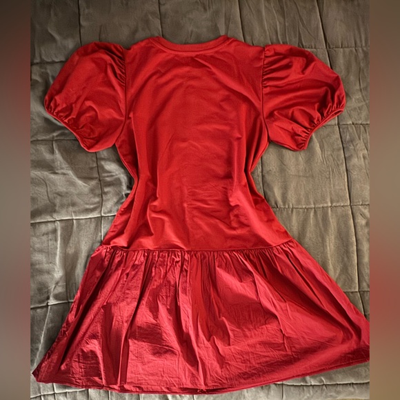 English Factory Vibrant Red Asymmetrical Waist Dress 💃 - Picture 3 of 8